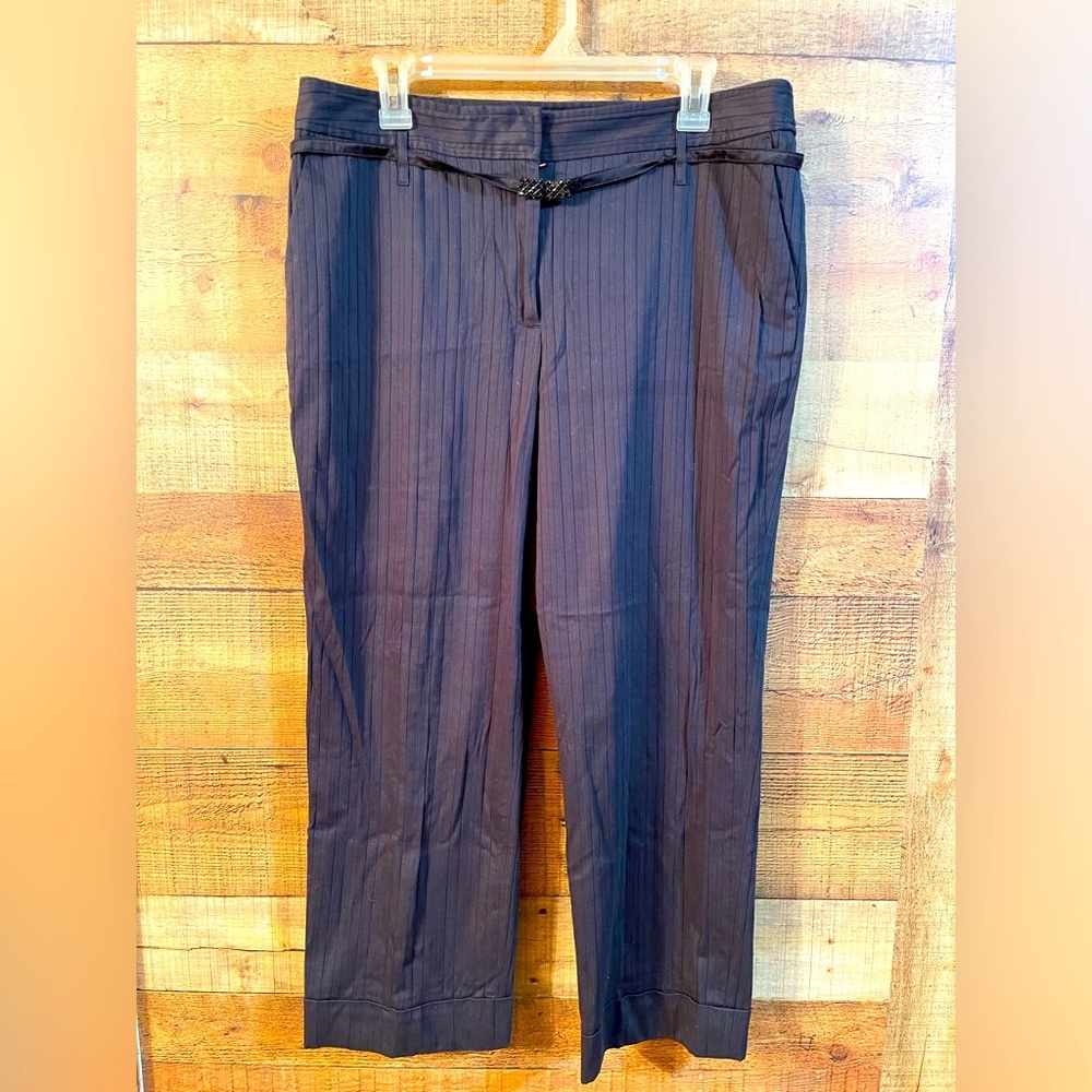 Loft pinstriped pants with belt